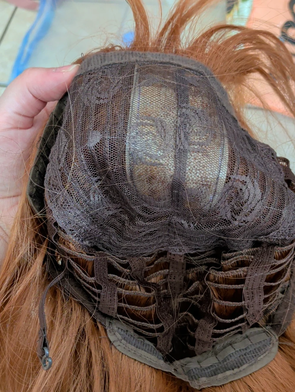 Gorgeous Long Wavy Copper Red / Auburn Wig with Bangs (Like New)